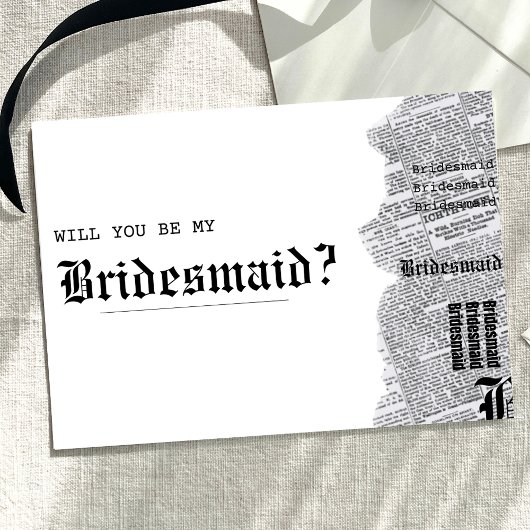 Zwart-wit gotische rep bruidsmeisje voorstel kaart