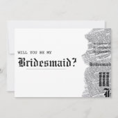 Zwart-wit gotische rep bruidsmeisje voorstel kaart (Voorkant)