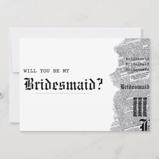 Zwart-wit gotische rep bruidsmeisje voorstel kaart (Voorkant)