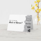 Zwart-wit gotische rep maid of honour voorstel kaart (Gele Bloem)