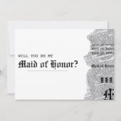 Zwart-wit gotische rep maid of honour voorstel kaart (Voorkant)