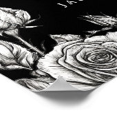 Zwart-wit gotische schedels bruiloft welkom teken poster (Hoek)