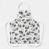 Zwart-wit gotische schedels en Rozen Floral Schort (Voorkant)