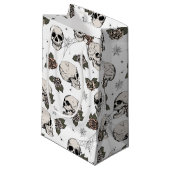 Zwart-wit gotische schedels en Rozen Halloween Klein Cadeauzakje (Voorkant Gekanteld)