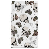 Zwart-wit gotische schedels en Rozen Halloween Klein Cadeauzakje (Voorkant)