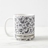 Zwart-wit gotische schedels Halloween Coffee Mok (Links)