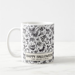 Zwart-wit gotische schedels Halloween Coffee Mok