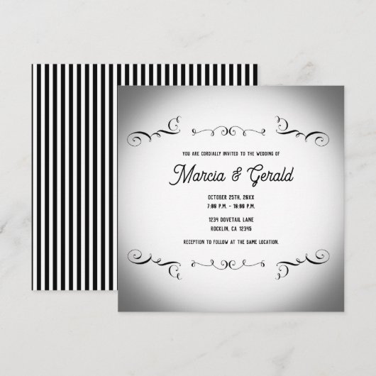 Zwart & Wit  Gotische Sierbruiloft Kaart (Voorkant / Achterkant)