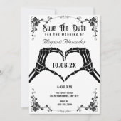 Zwart-wit gotische skelet foto bruiloft save the date (Voorkant)