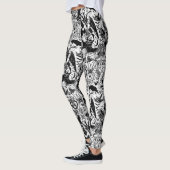 Zwart-wit Gotische Victoriaans Gothic Baphomet Leggings (Links)
