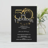 Zwart Wit Goud 50 en Fantastisch Verjaardagsfeest Kaart (Staand voorkant)