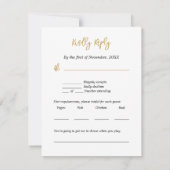 Zwart Wit Goud Abstract Botanische RSVP-Kaart Kaart (Achterkant)