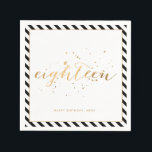 Zwart Wit Goud Achttien 18e Verjaardagsfeest Servet<br><div class="desc">Party servetten voor een 18e verjaardag in een zwart,  wit en goud confetti "achttien" ontwerp. Aanpassen met uw verjaardagsbericht.</div>