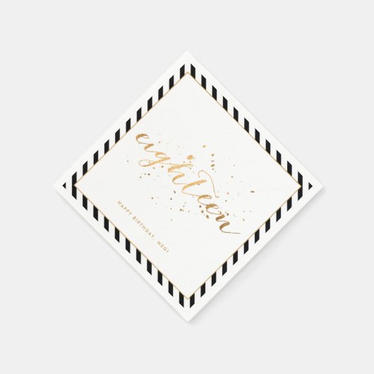 Zwart Wit Goud Achttien 18e Verjaardagsfeest Servet (Hoek)