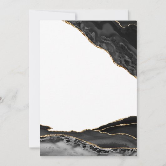 Zwart wit goud agaat 80e verjaardag kaart (Achterkant)