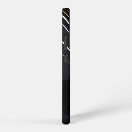 Zwart Wit Goud Agaten Lineair Monogram Samsung Galaxy Hoesje (Rechterkant)