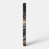 Zwart Wit Goud Agaten Lineair Monogram Samsung Galaxy Hoesje (Linkerkant)