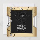 Zwart Wit Goud Baby Meisje Foto Doop Kaart (Achterkant)