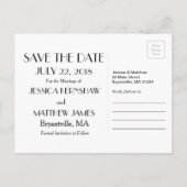 Zwart, wit & goud Bewaar de datum Art Deco Aankondigingskaart (Achterkant)