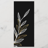 Zwart Wit Goud Blad Bruiloft Evenement Menu Platte (Achterkant)