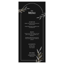 Zwart Wit Goud Blad Bruiloft Evenement Menu Platte