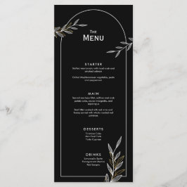 Zwart Wit Goud Blad Bruiloft Evenement Menu Platte