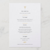 Zwart wit goud blad ovaal monogram bruiloft menu (Achterkant)