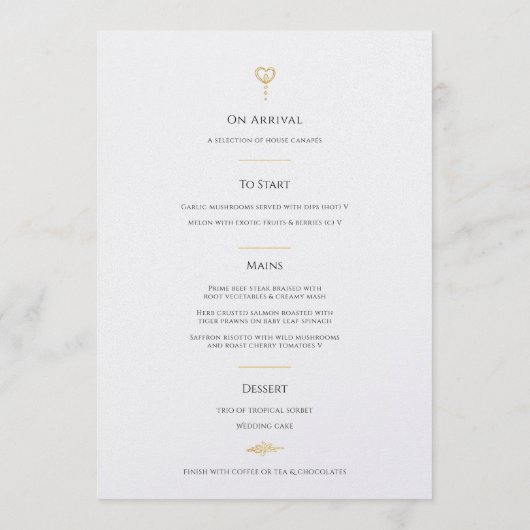 Zwart wit goud blad ovaal monogram bruiloft menu (Achterkant)