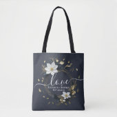 Zwart Wit Goud Bloemen Krans Bruiloft Dank u Tote Bag (Voorkant)