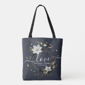 Zwart Wit Goud Bloemen Krans Bruiloft Dank u Tote Bag (Achterkant)