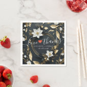 Zwart Wit Goud Bloemen Krans Bruiloft Liefde Bedan Servet (Insitu)