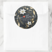 Zwart Wit Goud Bloemen Krans Bruiloft Welkom Ronde Sticker (Tas)