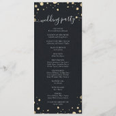 Zwart Wit Goud Bloemen Krans Trouwprogramma Programmakaart (Achterkant)