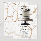 Zwart & Wit Goud Bloemen Tier Cake Vrijgezellenfee Kaart (Voorkant / Achterkant)