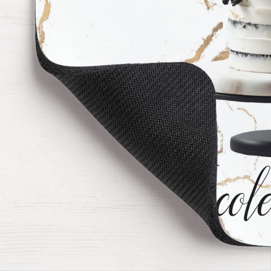 Zwart & Wit Goud Bloemen Tier Cake Vrijgezellenfee Muismat (Hoek)