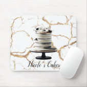 Zwart & Wit Goud Bloemen Tier Cake Vrijgezellenfee Muismat (Met muis)