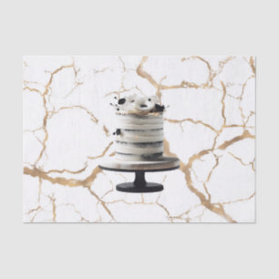 Zwart & Wit Goud Bloemen Tier Cake Vrijgezellenfee Tissuepapier