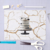 Zwart & Wit Goud Bloemen Tier Cake Vrijgezellenfee Tissuepapier (Craft)