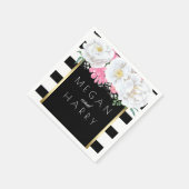 Zwart Wit Goud Bloemen Vintage Huwelijk Servetten (Hoek)