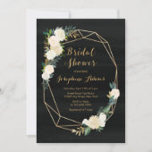 Zwart Wit Goud Bloemen Waterverf Vrijgezellenfeest Kaart (Voorkant)