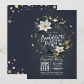 Zwart Wit Goud Bloemenkrans Bachelorette Party Kaart (Voorkant / Achterkant)