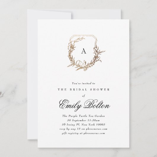 Zwart Wit Goud Bloemkam vrijgezellenfeest Kaart (Voorkant)