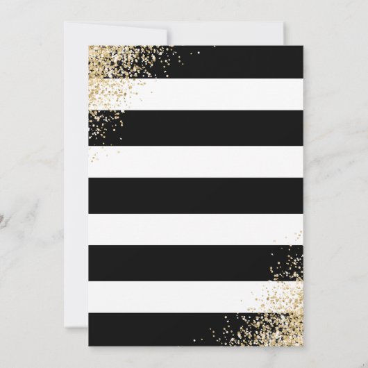 Zwart Wit Goud Blush Bloemen Repetitie Diner Kaart (Achterkant)