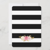 Zwart Wit Goud Blush Roze Bloemen Huwelijk Kaart (Achterkant)