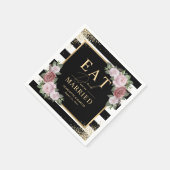Zwart Wit Goud Blush Roze Bloemen Huwelijk Servet (Hoek)