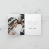 Zwart Wit Goud Blush Roze Bloemen Trouwfoto Bedankkaart (Binnen)