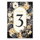 Zwart Wit & Goud Botanische Bloem Tafelkaart Kaart (Voorkant)