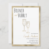 Zwart Wit Goud Brunch en Bubble Vrijgezellenfeest Kaart (Voorkant)