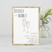 Zwart Wit Goud Brunch en Bubble Vrijgezellenfeest Kaart (Staand voorkant)