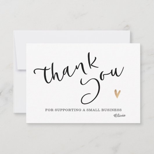 Zwart Wit Goud Calligraphy Bedankkaart (Voorkant)